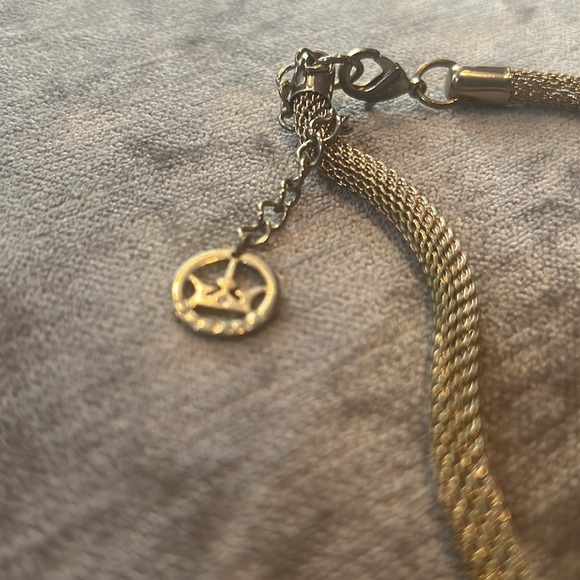 Vintage Crown Trifari gold mesh choker with rhinestones - Picture 3 of 6